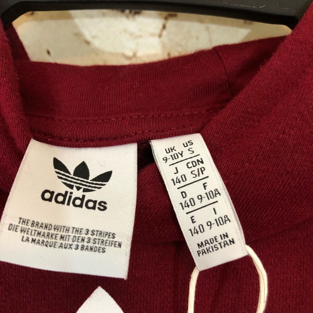 NWT maroon Adidas trefoil hoodie - Picture 7 of 8